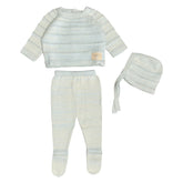 WELCOME BABY KNITTED CARDIGAN, PANTS, AND BEANIE SET