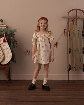 PEPPERMINT BOWS SABRINA DRESS