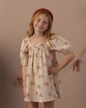 PEPPERMINT BOWS SABRINA DRESS