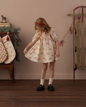 PEPPERMINT BOWS SABRINA DRESS