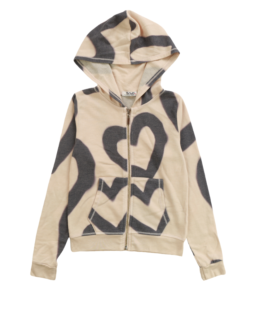 GRAFFITI HEARTS ZIP UP HOODIE