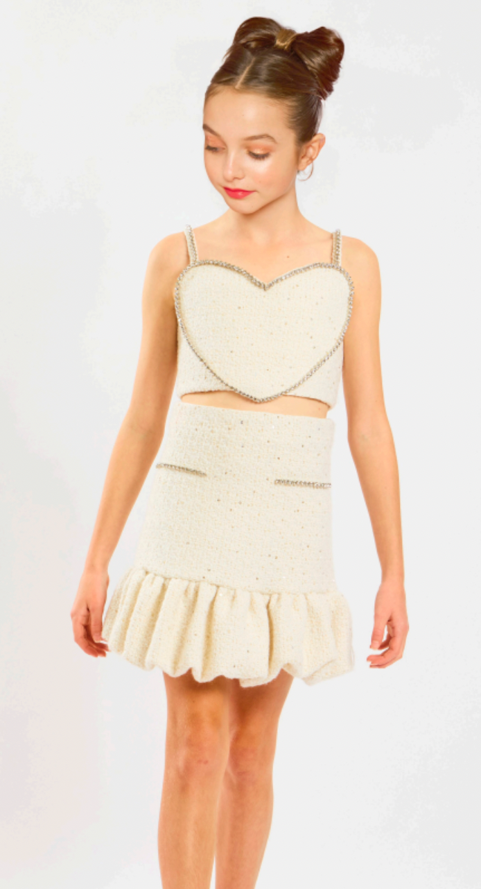 ODELIA HEART SHAPED TOP, SKIRT, AND JACKET SET (PREORDER)