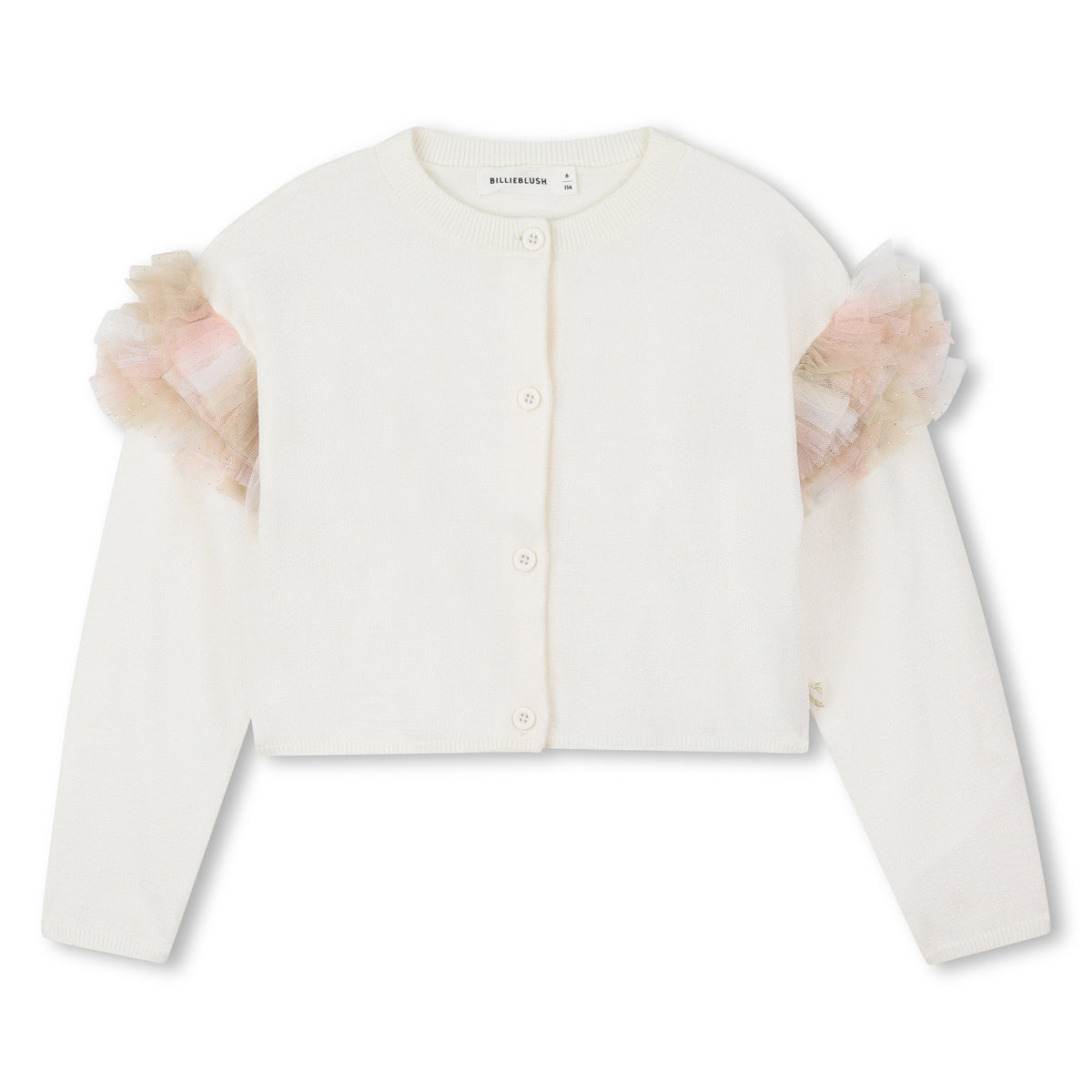 RUFFLE SHOULDER KNIT CARDIGAN (PREORDER)