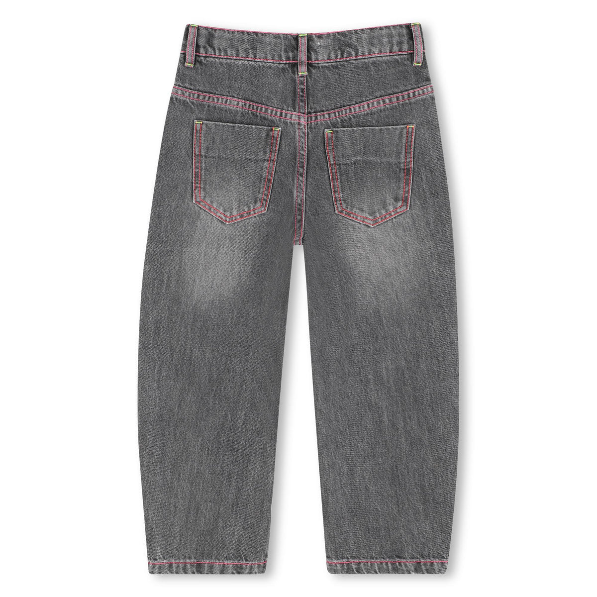 NEON EMBROIDERED HEART DENIM BARREL PANTS (PREORDER)