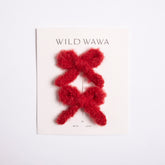 CRIMSON KNITTED BOW CLIPS (PREORDER)