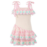 ALANNA SMOCKED EMBROIDERED MINI DRESS (PREORDER) - MARLO