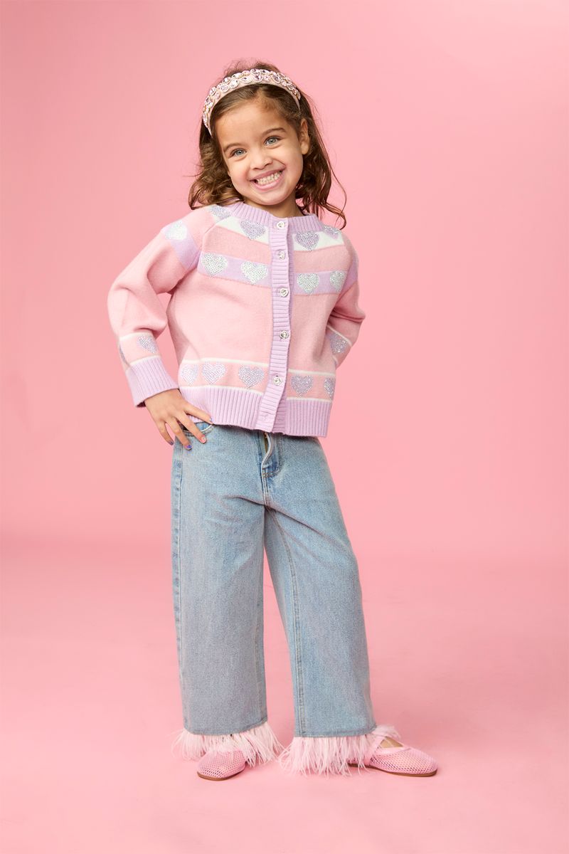 ALESSIA CRYSTAL HEART CARDIGAN - MINI DREAMERS