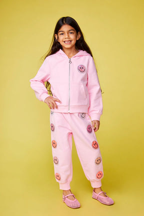 ALEXIA SMILEY FACE ZIP UP HOODIE AND SWEATPANTS SET - MINI DREAMERS