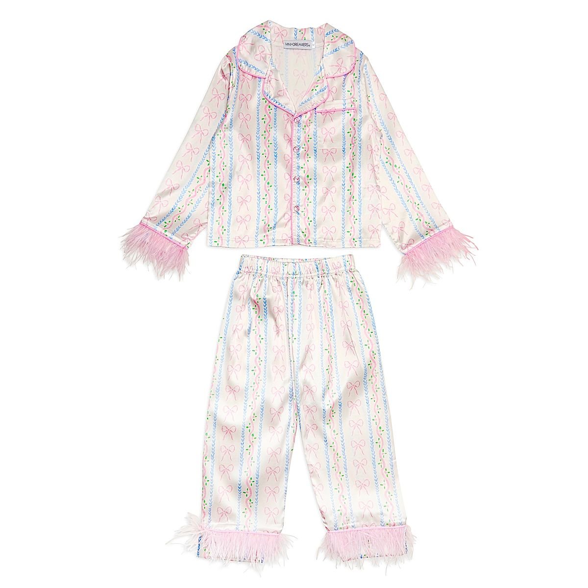 ALL TIED UP FEATHER TRIM SILKY SET - MINI DREAMERS