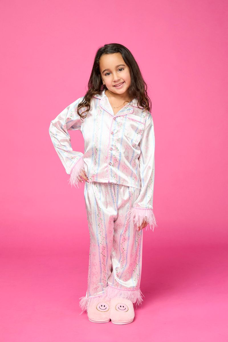 ALL TIED UP FEATHER TRIM SILKY SET - MINI DREAMERS