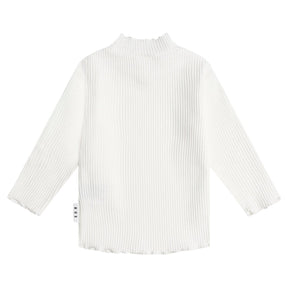 ALMOND MILK RIBBED LONG SLEEVE TOP - HUXBABY