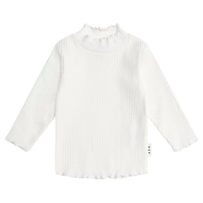 ALMOND MILK RIBBED LONG SLEEVE TOP - HUXBABY