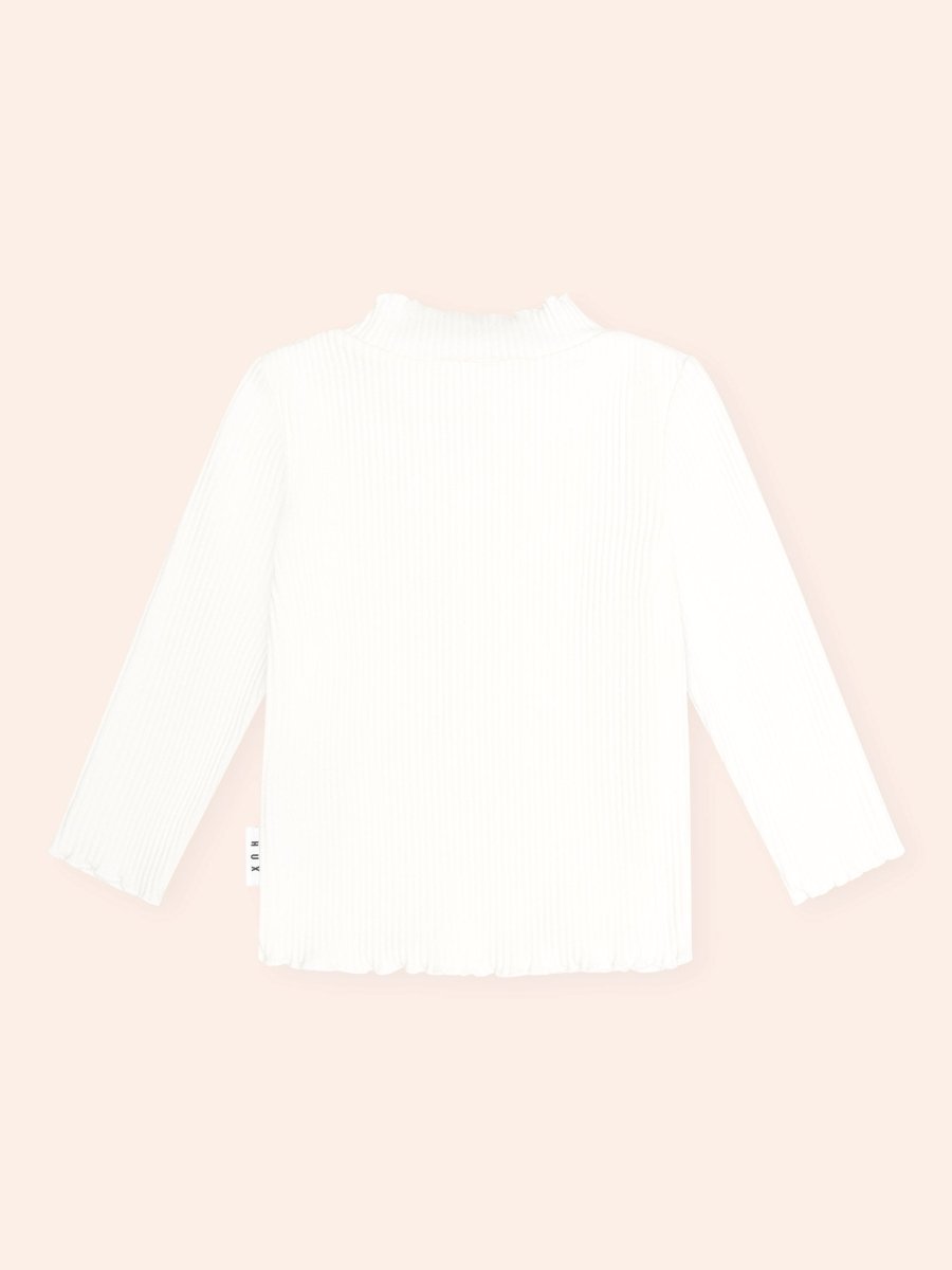 ALMOND MILK RIBBED LONG SLEEVE TOP (PREORDER) - HUXBABY