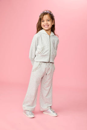 ARIA CRYSTAL ZIP UP HOODIE AND WIDE LEG SWEATPANTS SET - MINI DREAMERS