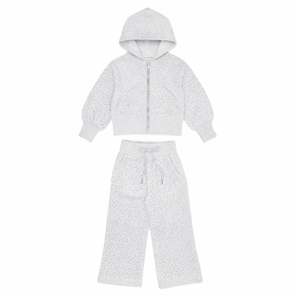 ARIA CRYSTAL ZIP UP HOODIE AND WIDE LEG SWEATPANTS SET - MINI DREAMERS