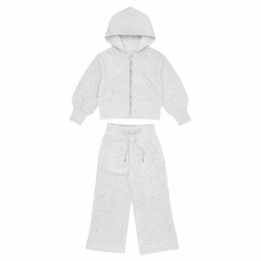 ARIA CRYSTAL ZIP UP HOODIE AND WIDE LEG SWEATPANTS SET - MINI DREAMERS