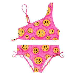 ARIA SMILEY FACE ONE SIDED TWO PIECE BIKINI - LIMEAPPLE - TWO PIECE BIKINI