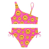 ARIA SMILEY FACE ONE SIDED TWO PIECE BIKINI - LIMEAPPLE - TWO PIECE BIKINI