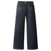 ASTA RHINESTONE DENIM PANTS - MOLO - PANTS