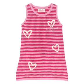 AUDIE CROCHET STRIPE HEART DRESS - DRESSES