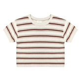 AUTUMN STRIPE KNIT BOXY CROP TOP - SHORT SLEEVE TOPS