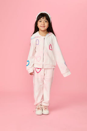 AVA HEART STITCH CLOUD WASH ZIP UP HOODIE AND SWEATPANTS SET - MINI DREAMERS