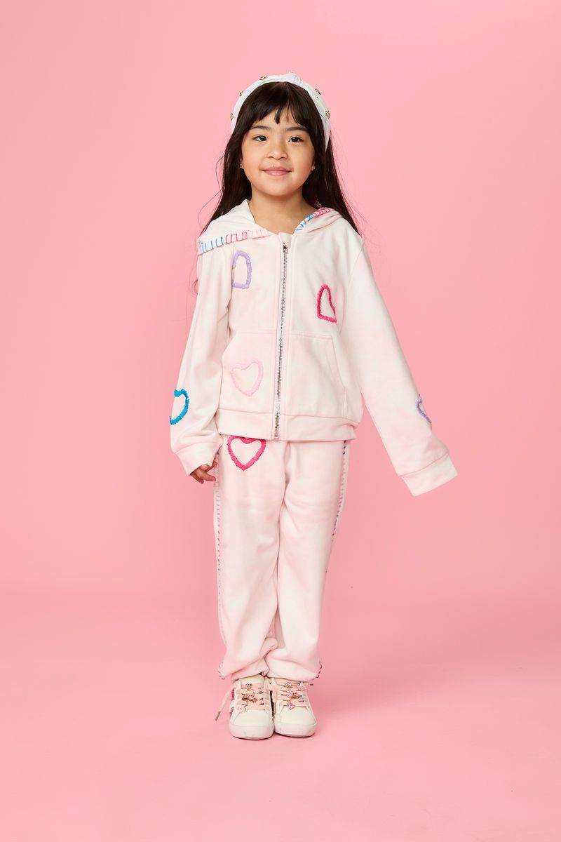 AVA HEART STITCH CLOUD WASH ZIP UP HOODIE AND SWEATPANTS SET - MINI DREAMERS