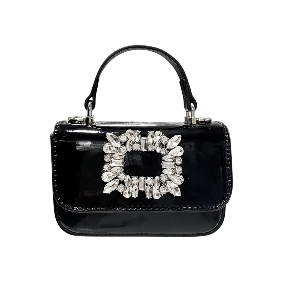 CRYSTAL BROOCH PATENT PURSE