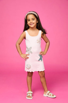 strapless open back dress By Frankie Pink Starfish Short Knit Dress – Little Beach Road main image 1