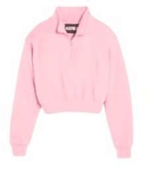 BALLET PINK 3/4 HALF ZIP SWEATSHIRT (PREORDER) - KATIE J NEW YORK