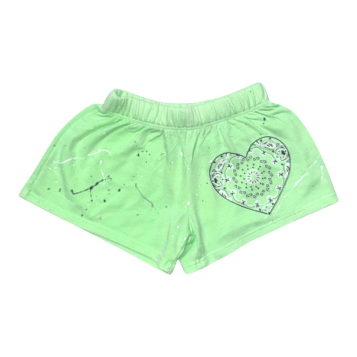 BANDANA HEART PAINT SPLATTER SHORTS - FIREHOUSE