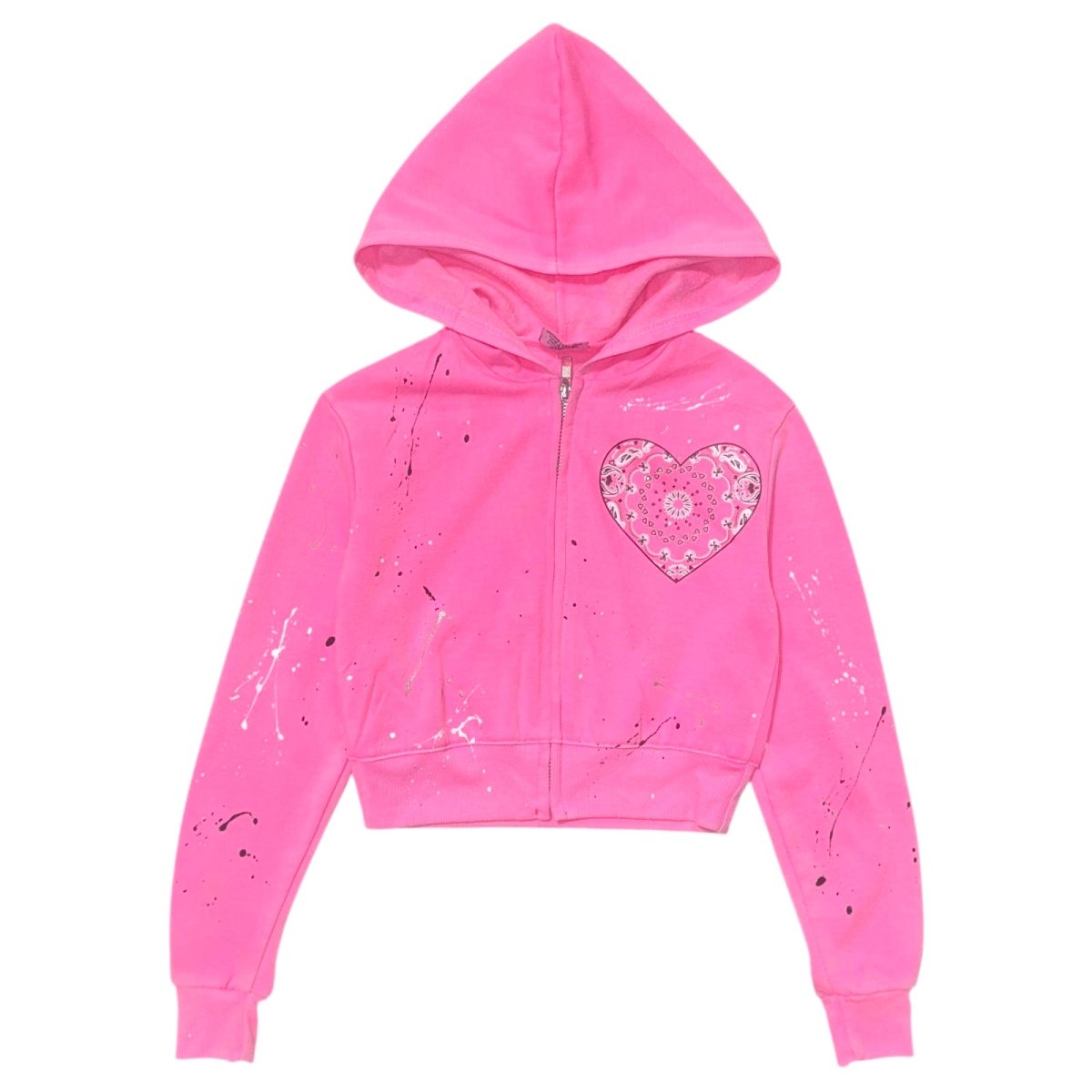 BANDANA HEART SPLATTER ZIP UP HOODIE - FIREHOUSE