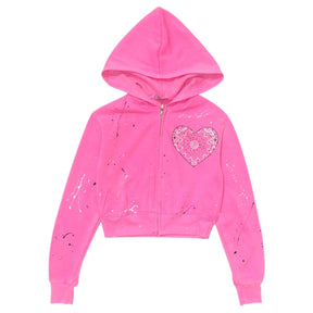 BANDANA HEART SPLATTER ZIP UP HOODIE - FIREHOUSE