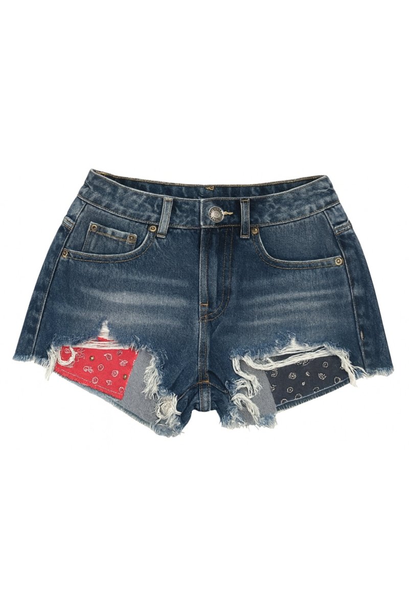 BANDANA MALIBU DENIM SHORTS (PREORDER) - KATIE J NYC