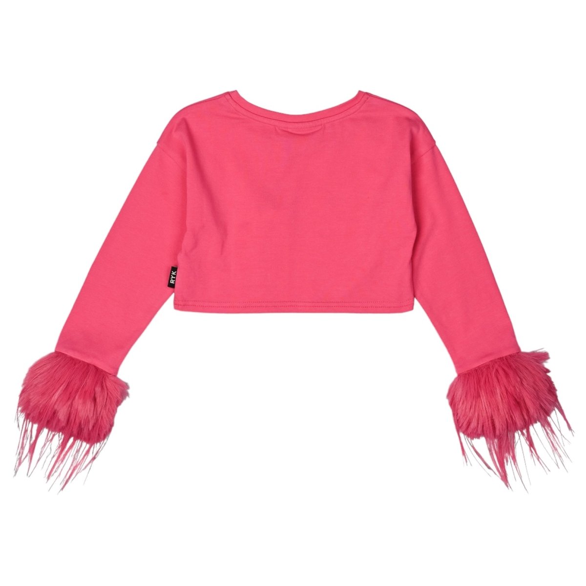 BARBIE FEATHER TRIM LONG SLEEVE CROP TOP (PREORDER) - ROCK YOUR BABY