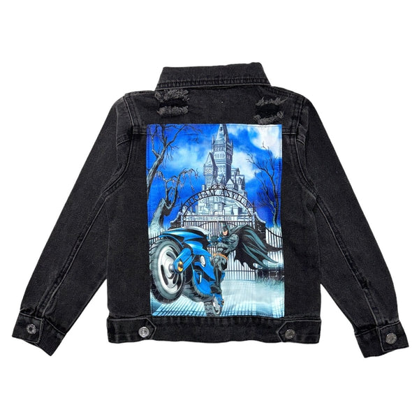 希少色｜Tiffany Blue Black Denim Jacket Batman Denim Jacket | Mini Dreamers