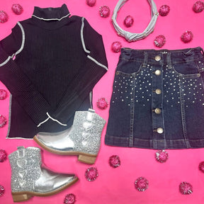BERA RHINESTONE DENIM SKIRT - MOLO
