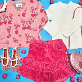BERRY CORDUROY RUFFLE SKIRT - HUXBABY