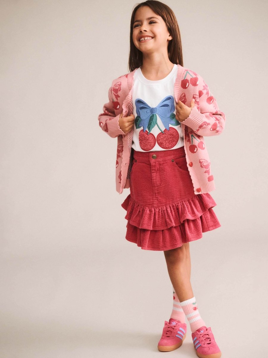 BERRY CORDUROY RUFFLE SKIRT (PREORDER) - HUXBABY