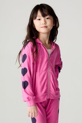 BIG LOVE HEARTS ZIP UP HOODIE (PREORDER) - CHASER KIDS - HOODIES
