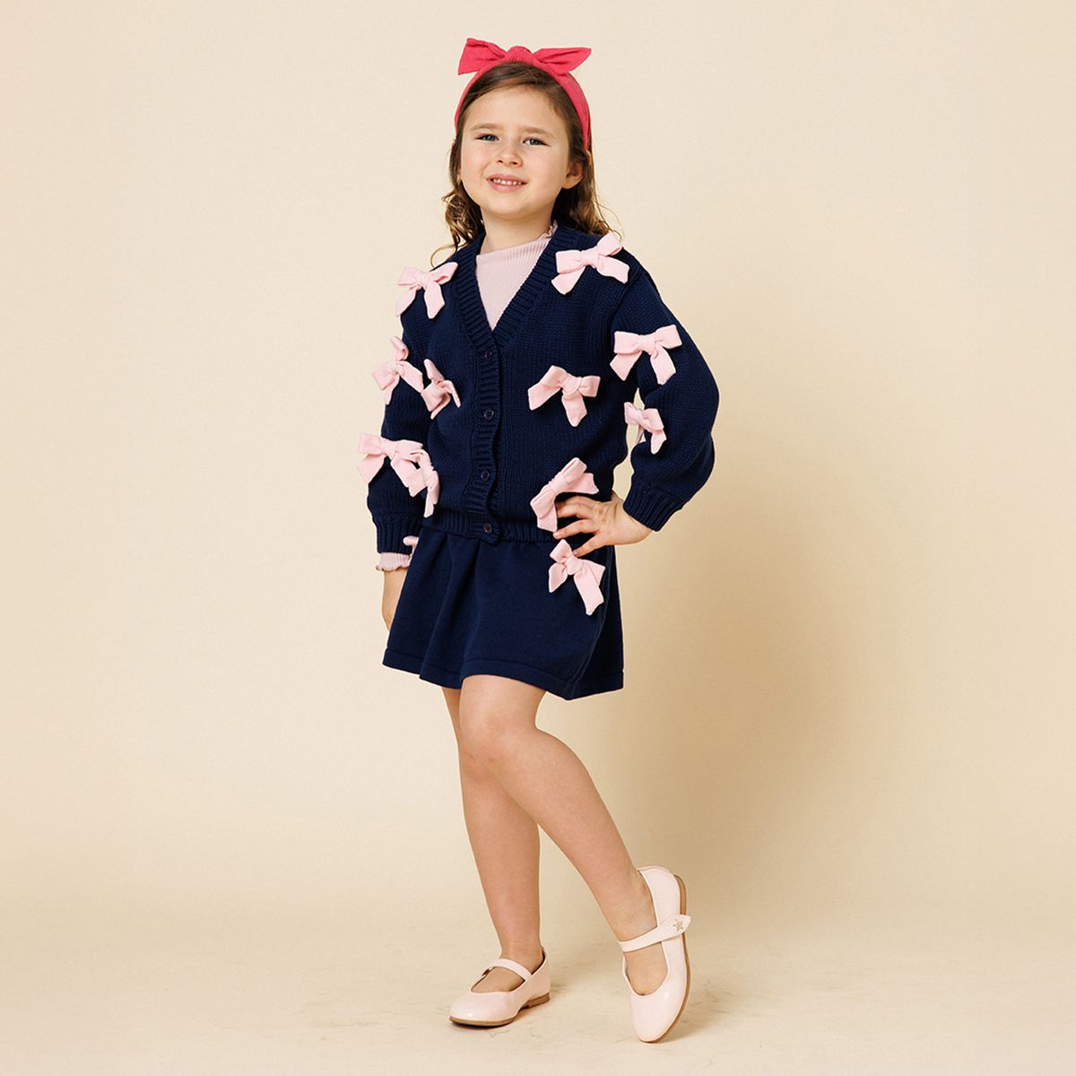 BOW CARDIGAN AND SKIRT SET - PETITE HAILEY