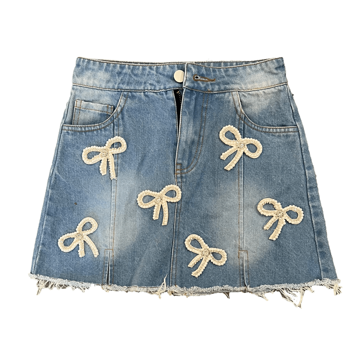 BOW DENIM SKIRT (PREORDER) - SPARKLE BY STOOPHER