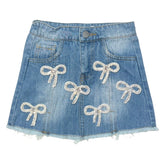 BOW DENIM SKIRT - SKIRTS