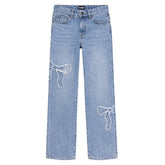 BOW DISTRESSED DENIM PANTS (PREORDER) - PANTS