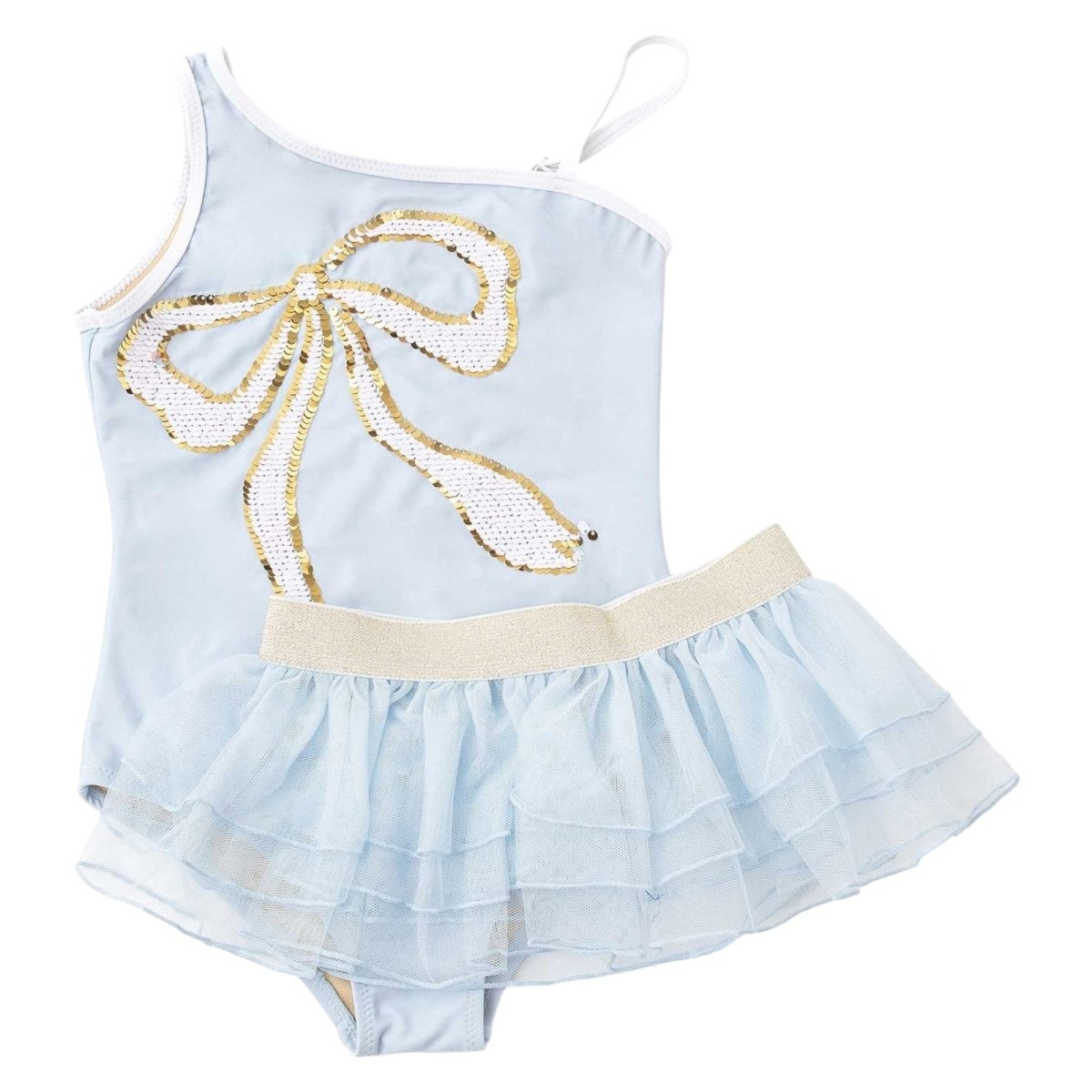 BOW FLIP SEQUIN ONE PIECE SWIMSUIT W/ TUTU SKIRT SET (PREORDER) - SHADE CRITTERS