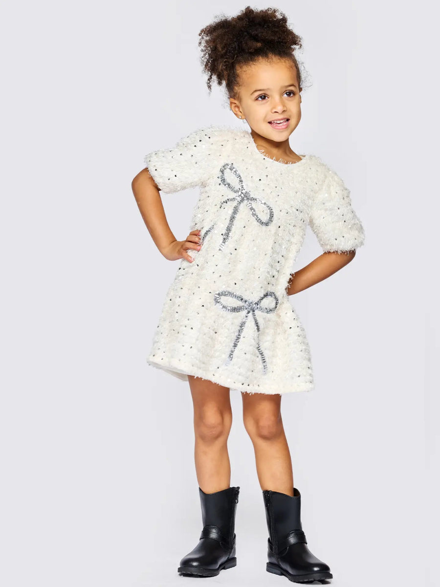BOW SEQUIN FRINGE DRESS (PREORDER) - SARA SARA