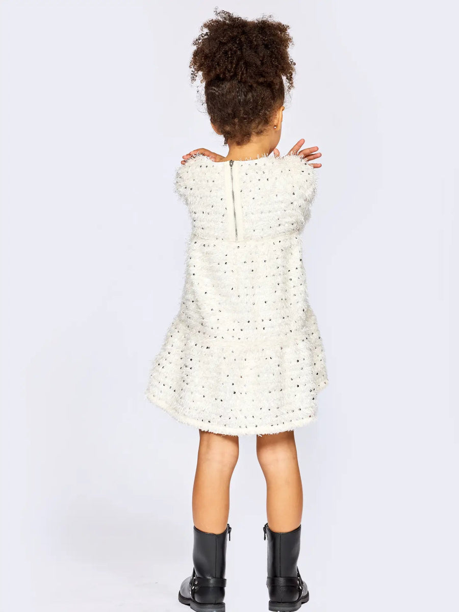 BOW SEQUIN FRINGE DRESS - DRESSES