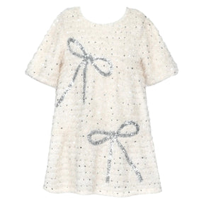 BOW SEQUIN FRINGE DRESS - DRESSES