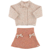 BOW SPECKLED KNITTED CARDIGAN AND SKIRT SET (PREORDER) - SET