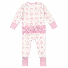 BOWS BAMBOO ZIPPER ROMPER W/ RUFFLES ON BACK - PETITE HAILEY